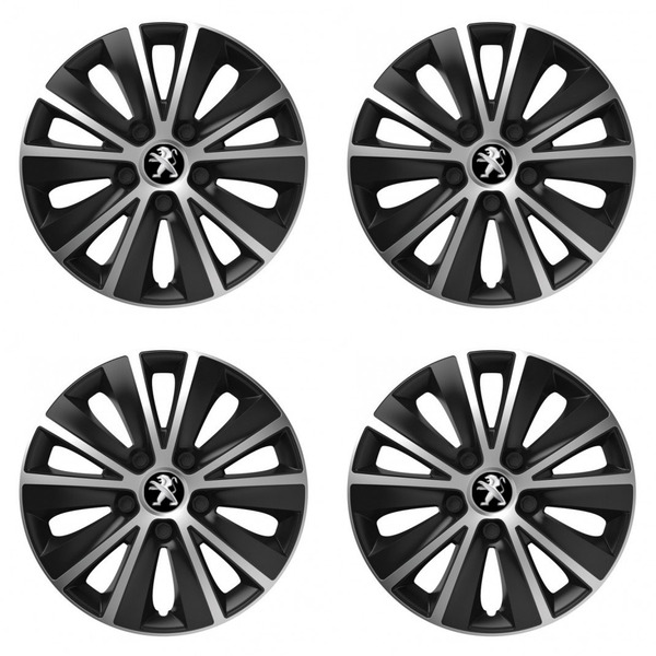 puklice pre Peugeot (staršie logo) 15 RAPIDE silver and black