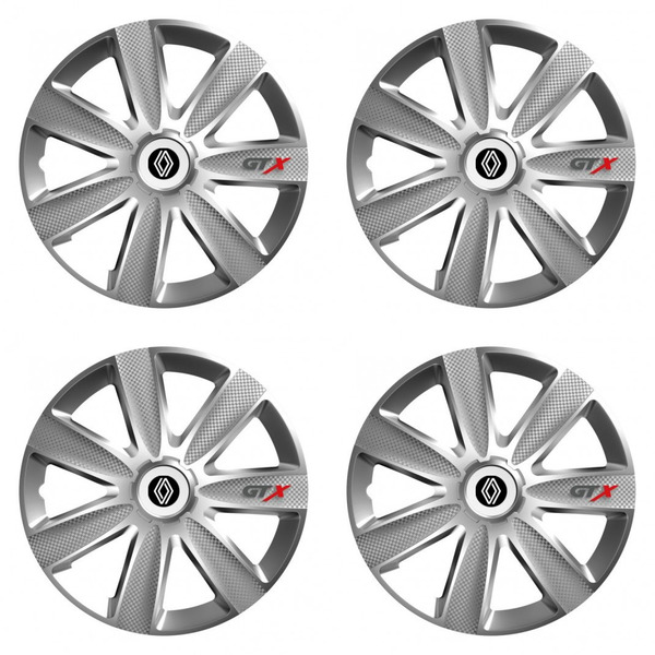 puklice pre Renault (nové logo) 14 GTX CARBON silver