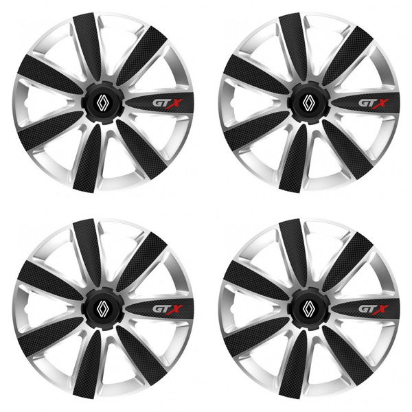 puklice pre  Renault (nové logo) 16 GTX CARBON silver/black