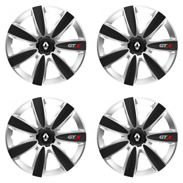 puklice pre  Renault (staršie logo) 15 GTX CARBON silver/black