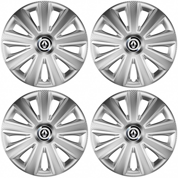 puklice pre  Renault (staršie logo) 14 Aviator carbon RC silver