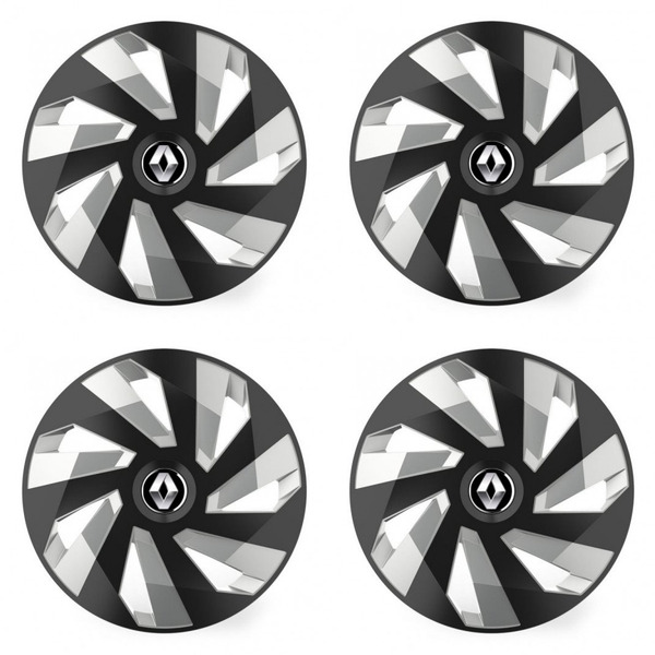 puklice pre  Renault (staršie logo) 15 Vector RC black and silver