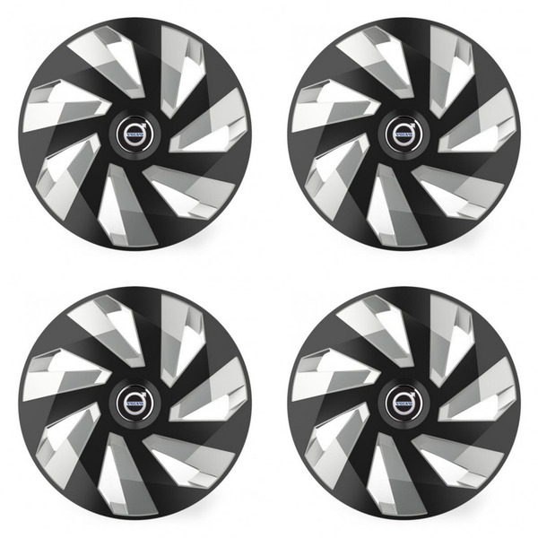 puklice pre Volvo (čierne) 16 Vector RC black and silver