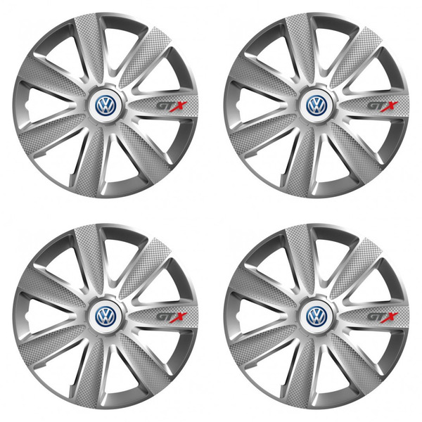 puklice pre  VW (modré) 16 GTX CARBON silver
